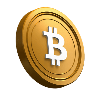 Pièce Bitcoin BTC penchée, utilisée comme élément visuel dans la section hero