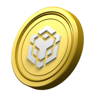 Pièce Binance BNB utilisée comme élément décoratif dans la section dédiée à la confiance communautaire